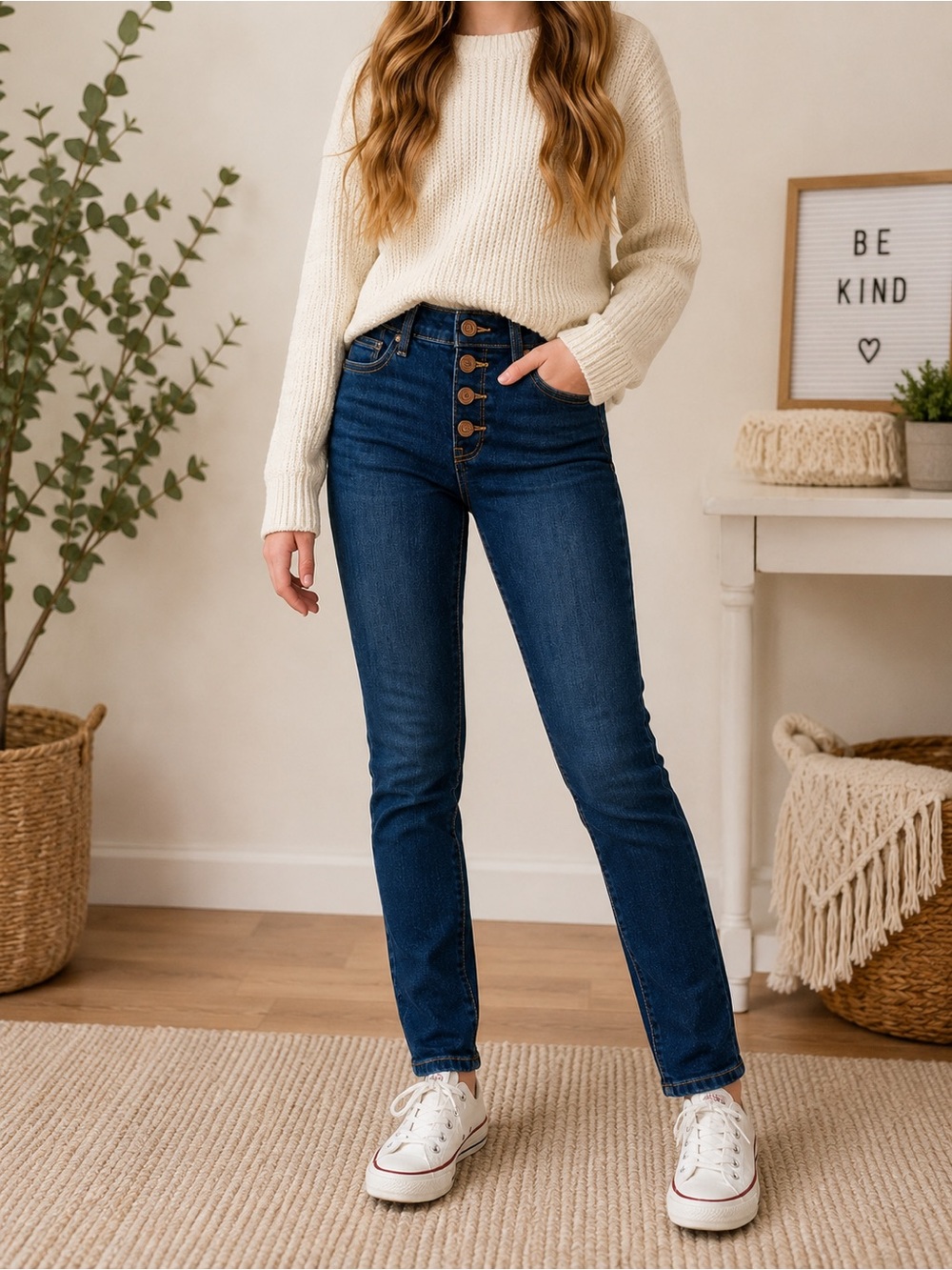 Abercrombie Kids High Rise Jean Legging Button Fly Stretch Denim Girls 9/10 Long